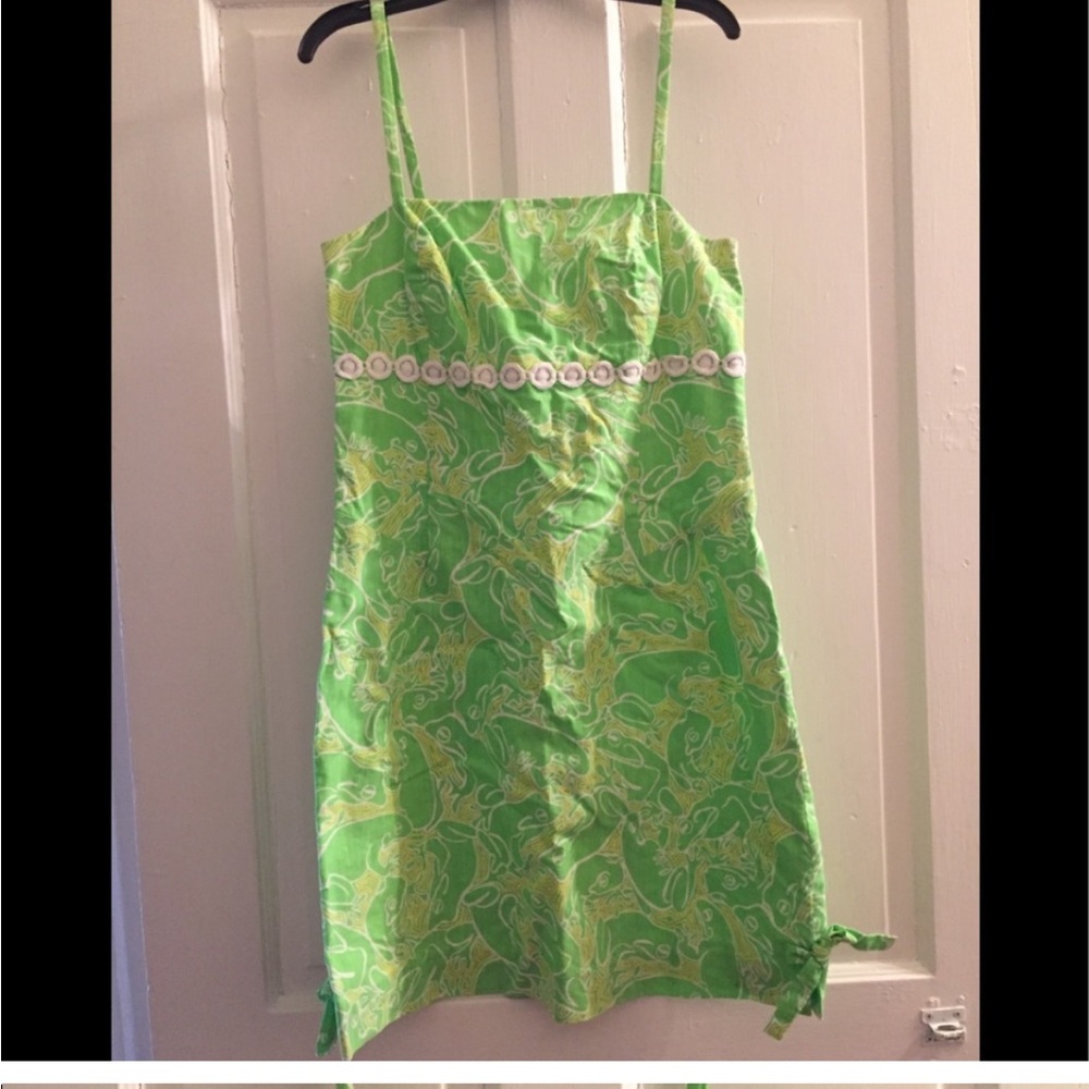 ISO Lilly Pulitzer Bel Air Green Frog Print Dress